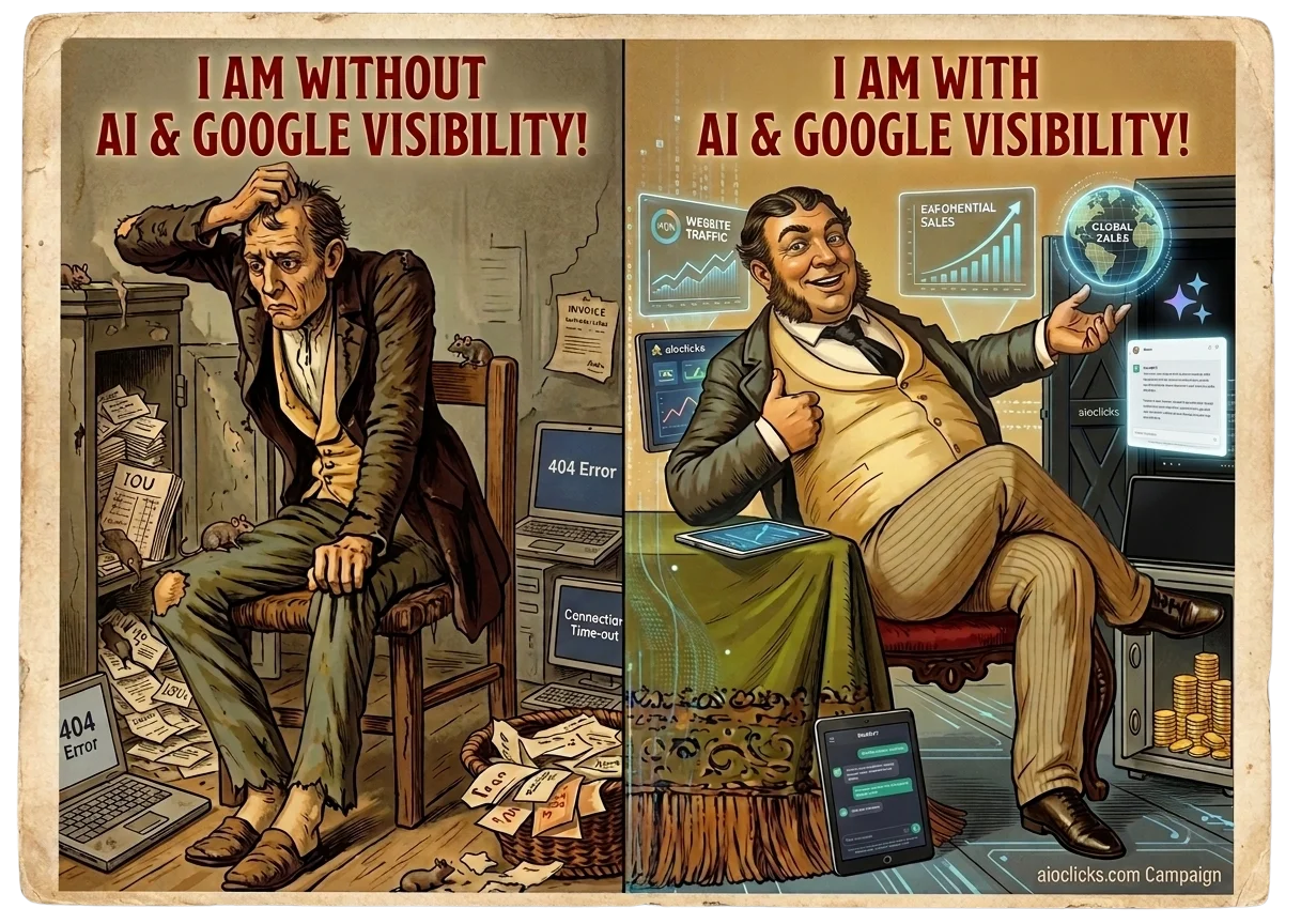 Ohne KI- und Google-Sichtbarkeit im Vergleich zu mit KI- und Google-Sichtbarkeit